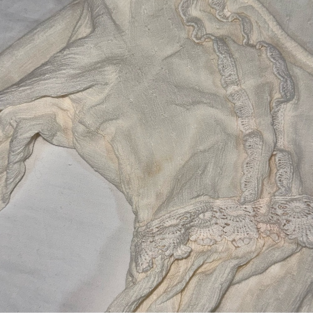 Takara Cream Babydoll Textured‎ Women's Blouse Long Sleeve Size Medium - Picture 10 of 10